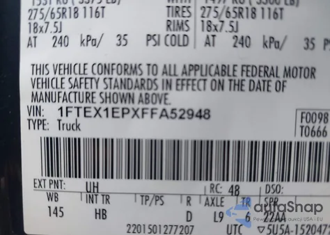 2015 Ford F-150 Lariat from USA, damaged, VIN 1FTEX1EPXFFA52948